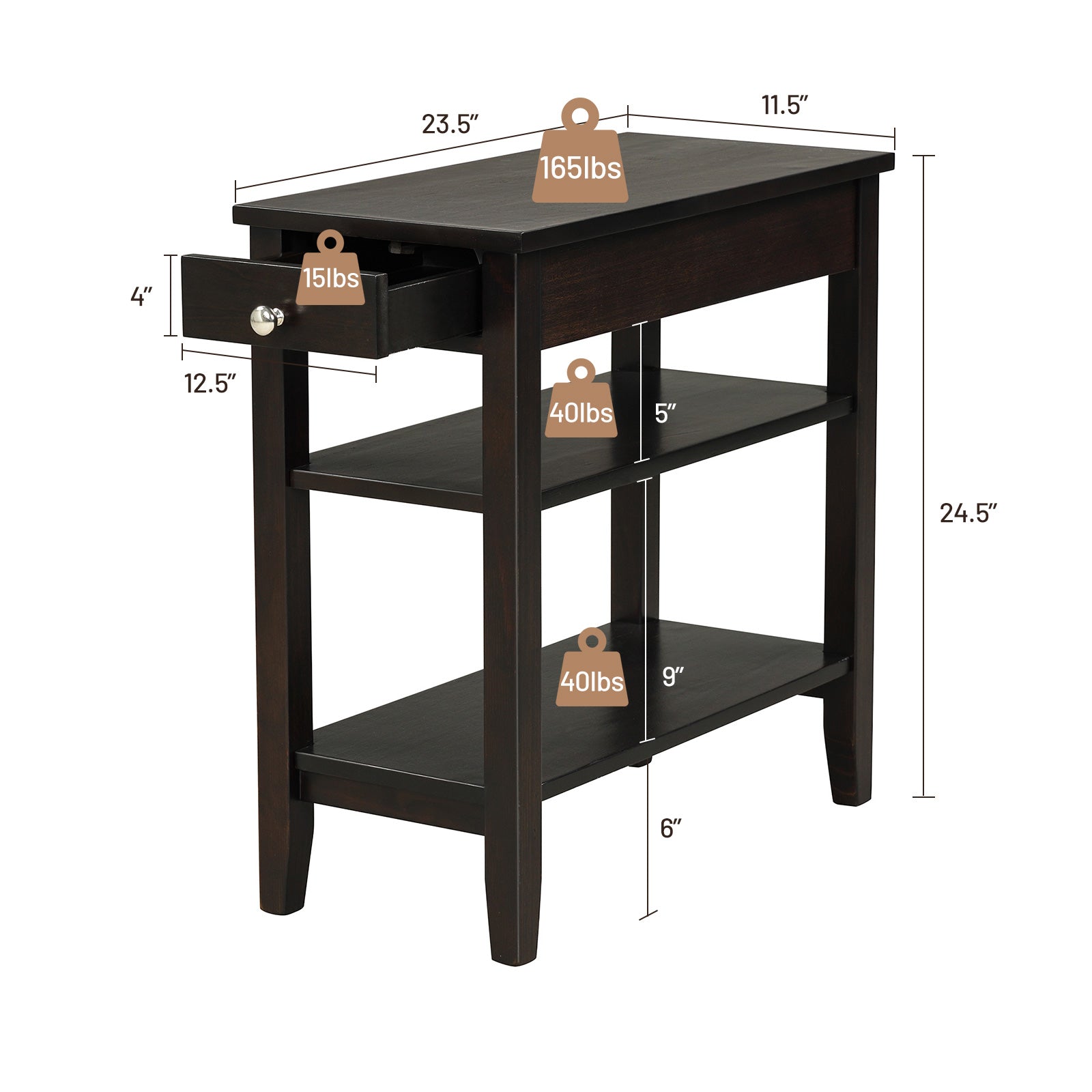 Giantex End Table Sofa Side Table with Drawer, 3-Tier Nightstand with Storage Shelves