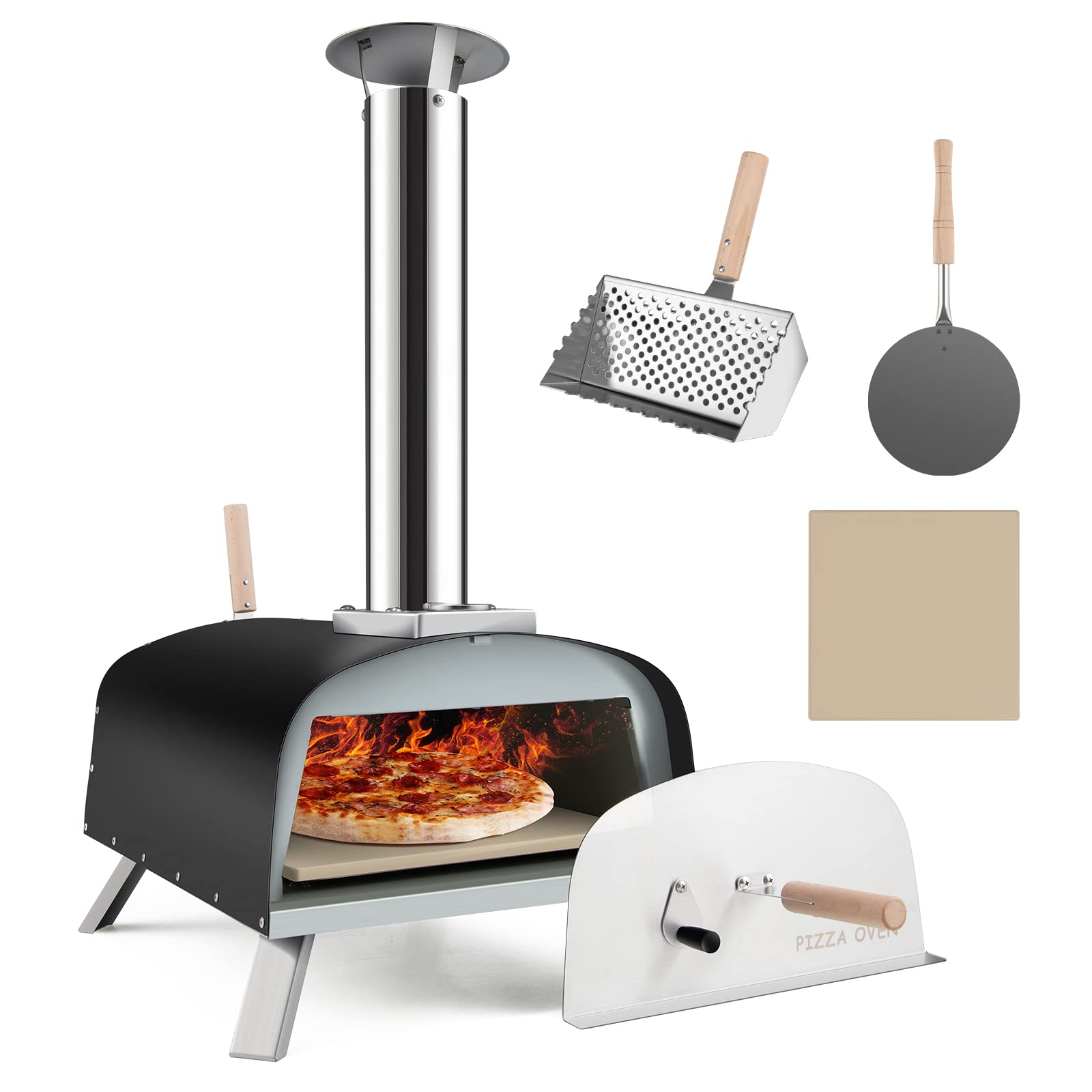 Giantex Pizza Oven, Outdoor Wood Fired Pizza Oven