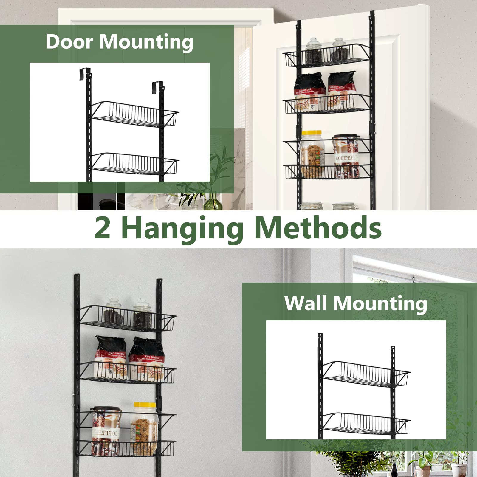 Over the Door Pantry Organizer, Heavy Duty Metal Door Organizer