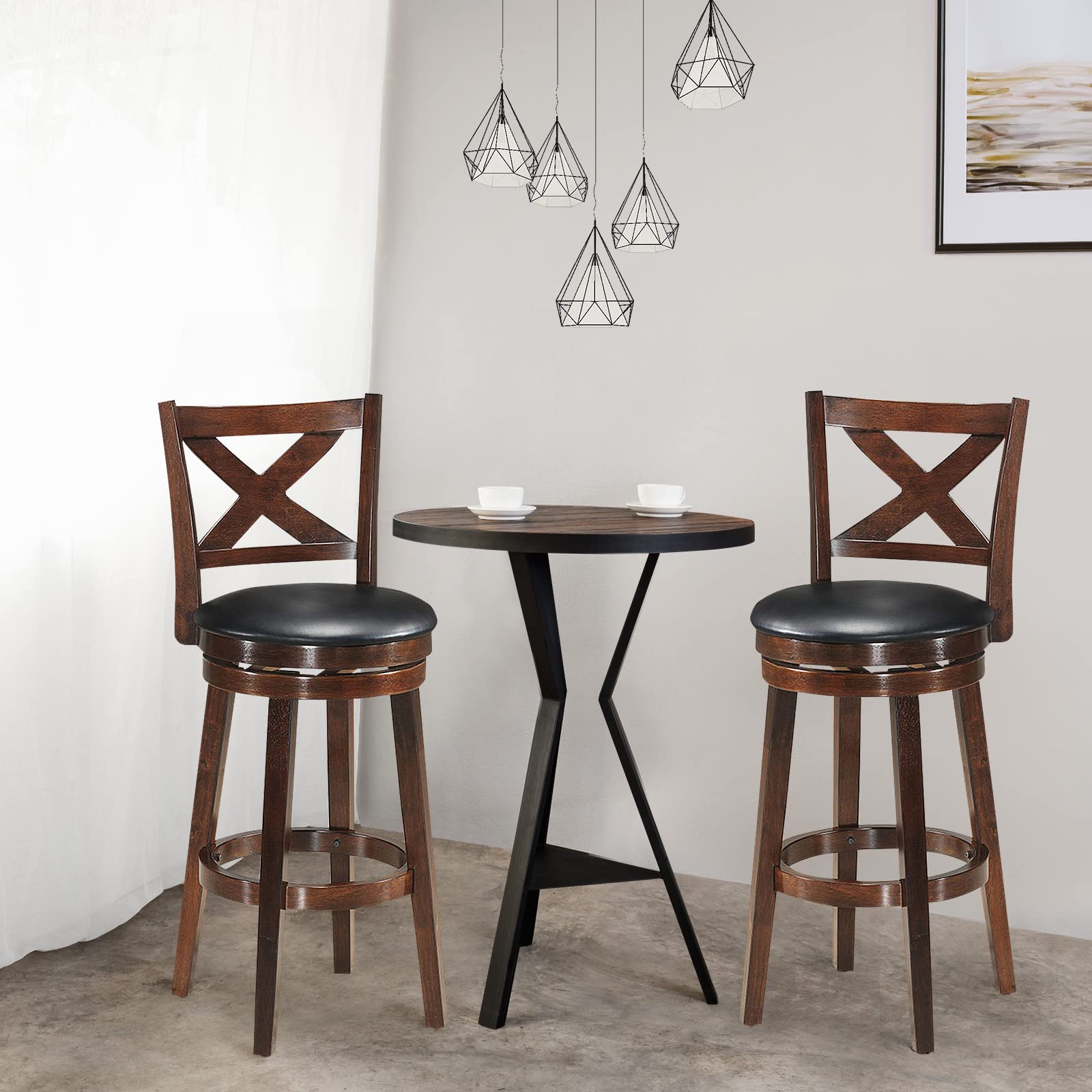 Counter Height Dining Chair, Fabric Upholstered 360 Degree Swivel, PVC Cushioned Seat, Perfect for Dining and Living Room