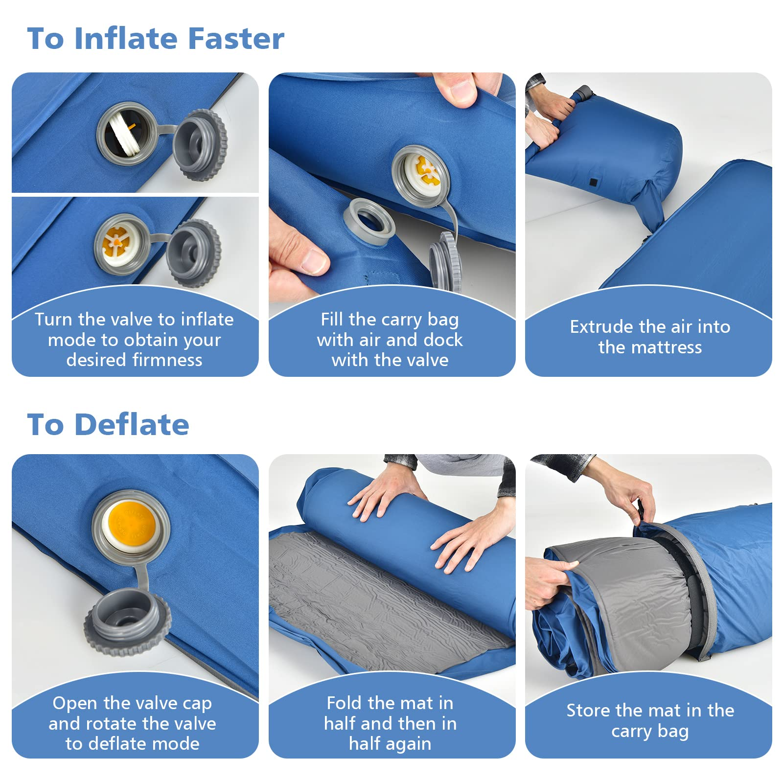 Lightweight Compact Air Mattress w/Carry Bag