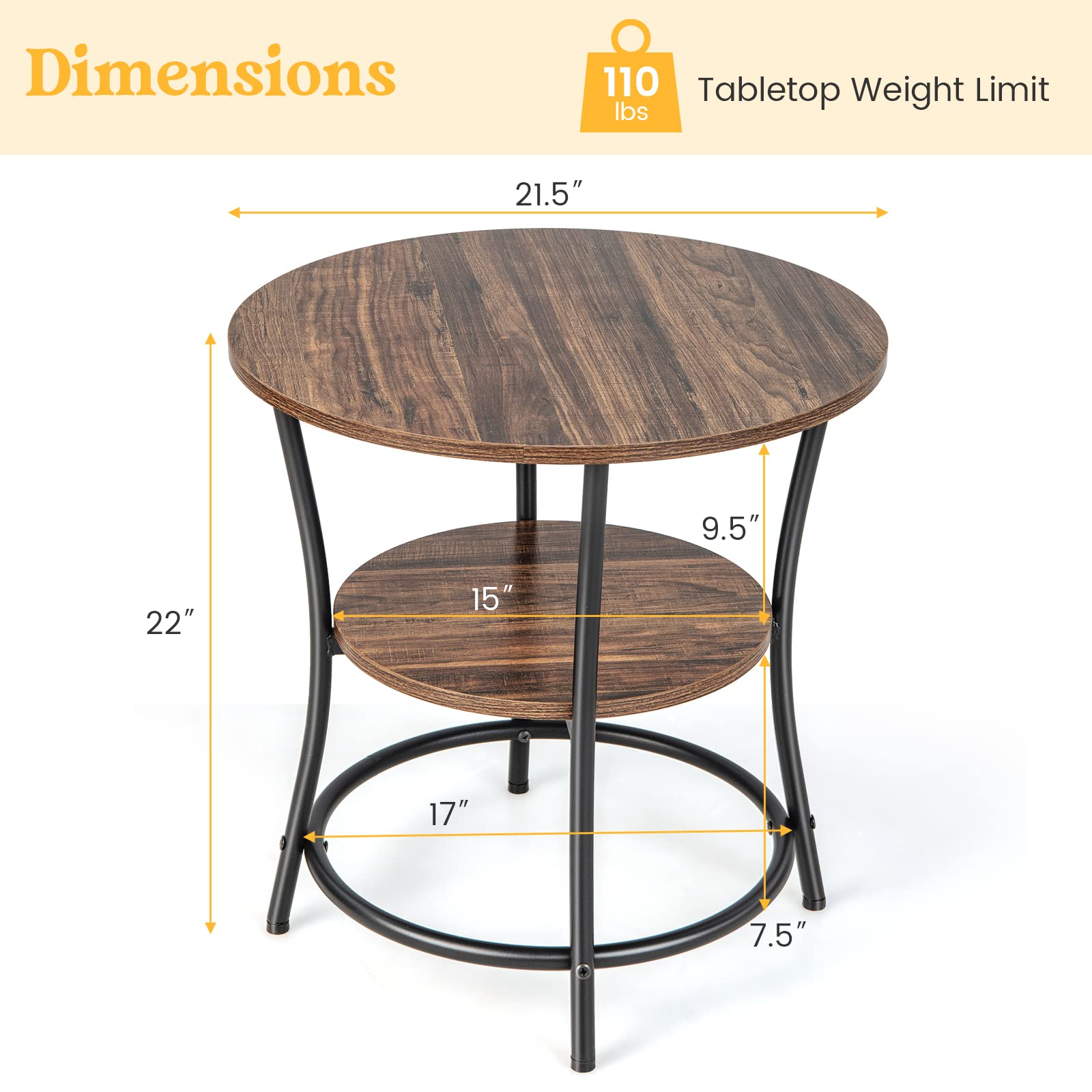 Giantex Round End Table Set