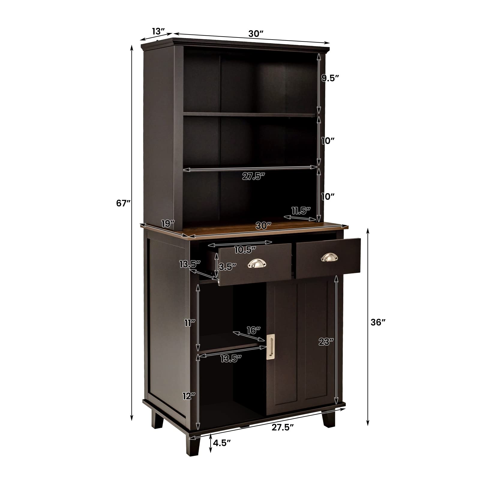 Giantex Buffet Hutch Storage Cabinet, Kitchen Pantry with 2 Drawers