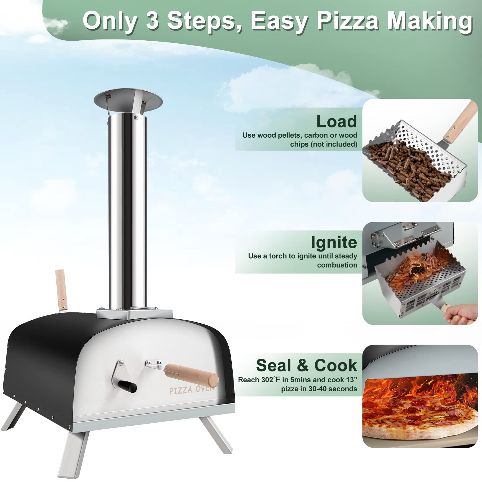 Giantex Pizza Oven, Outdoor Wood Fired Pizza Oven