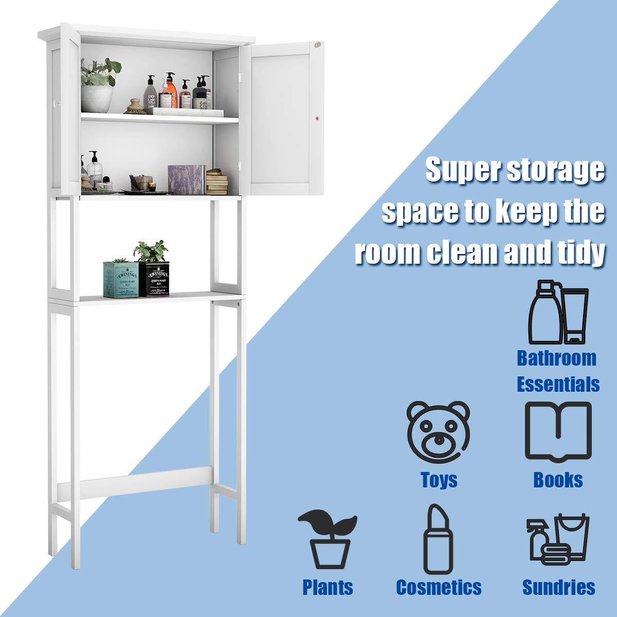 Giantex Toilet Storage Rack W/Double Door