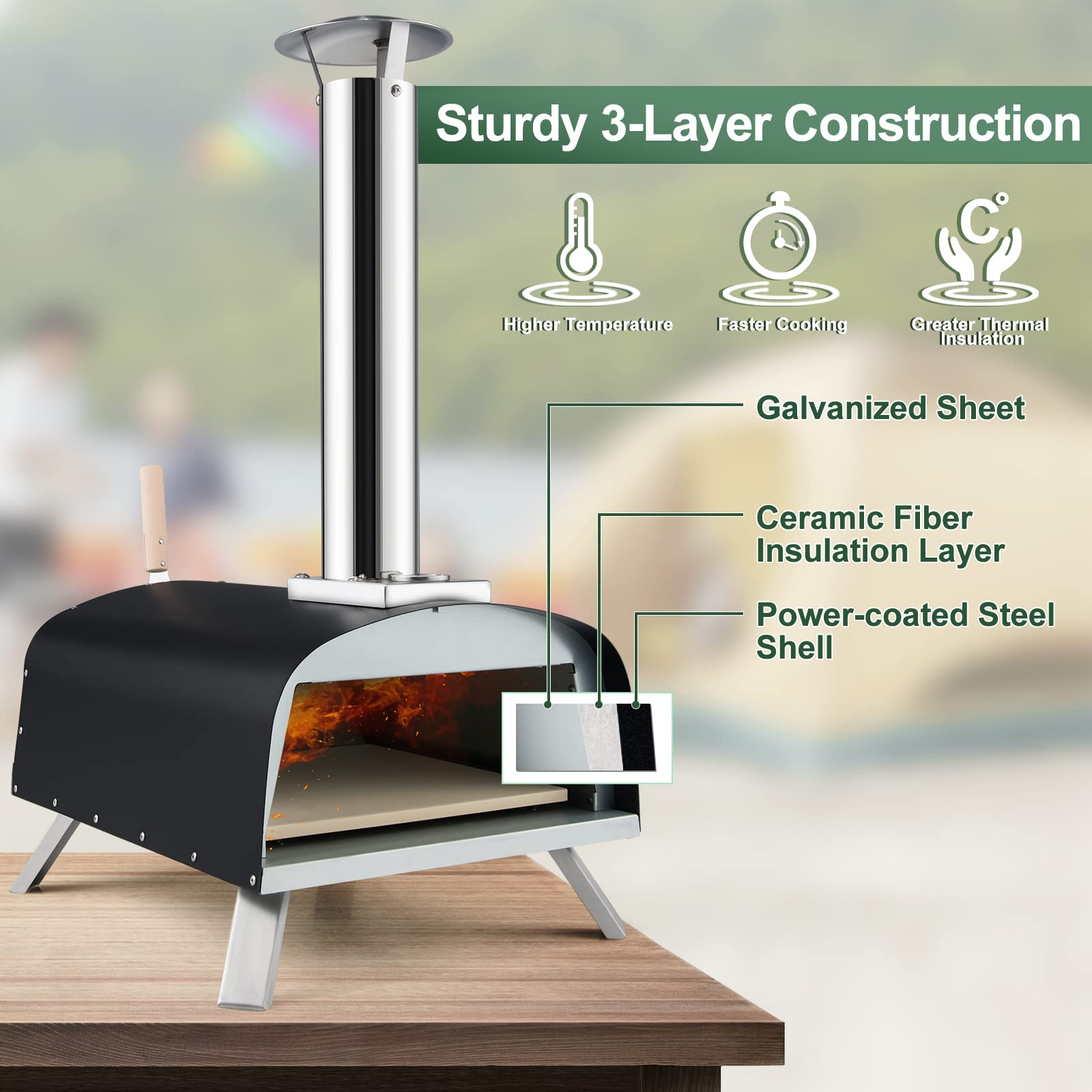 Giantex Pizza Oven, Outdoor Wood Fired Pizza Oven