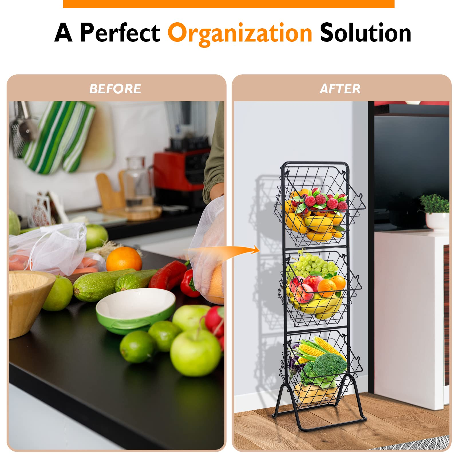 Giantex 3-Tier Wire Basket Stand