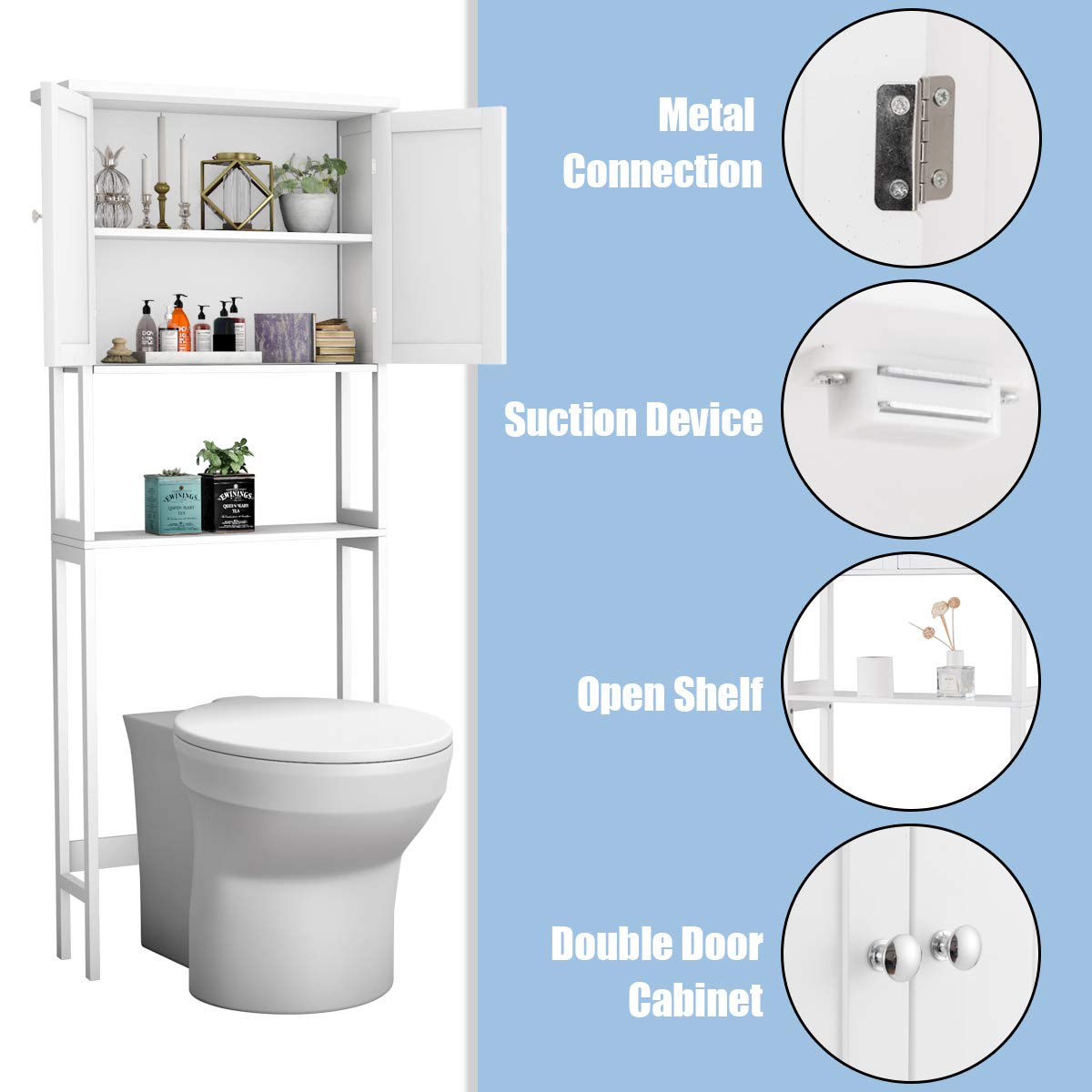 Giantex Toilet Storage Rack W/Double Door