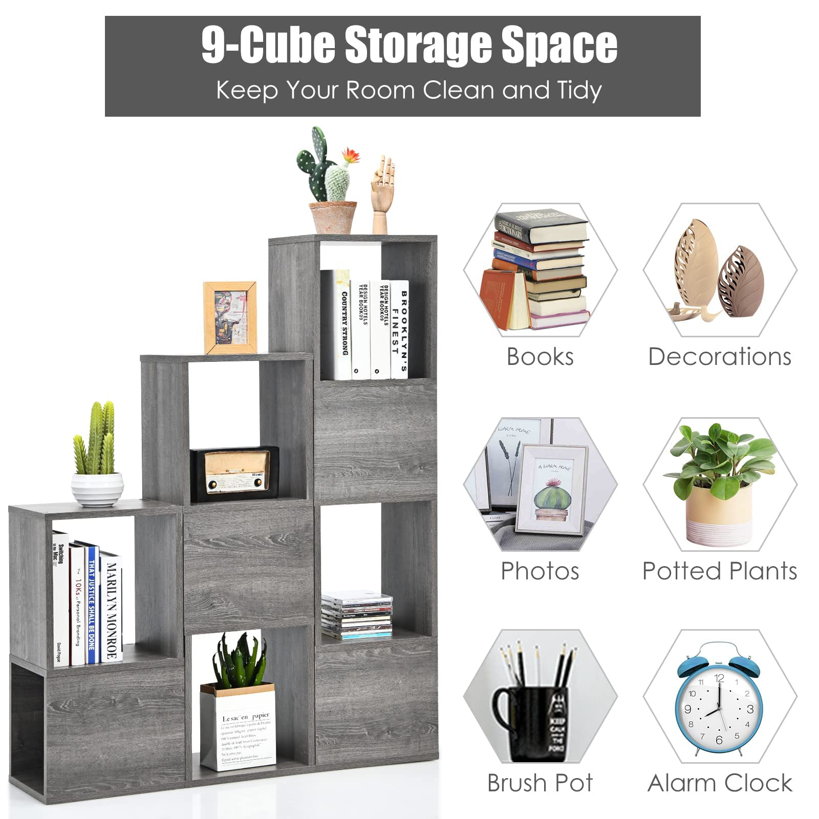 Giantex 9 Cube Storage Organizer, DIY Free Combination Bookcase