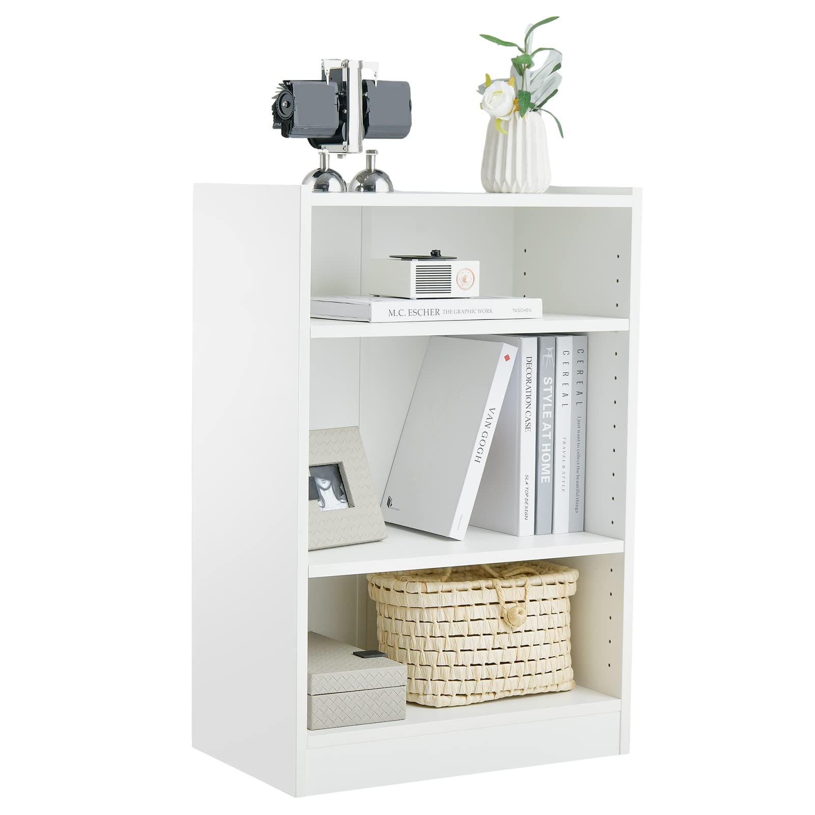 Giantex 3-Cube Bookcase White - 3-Tier Modern White Open Bookshelf with Adjustable Shelves