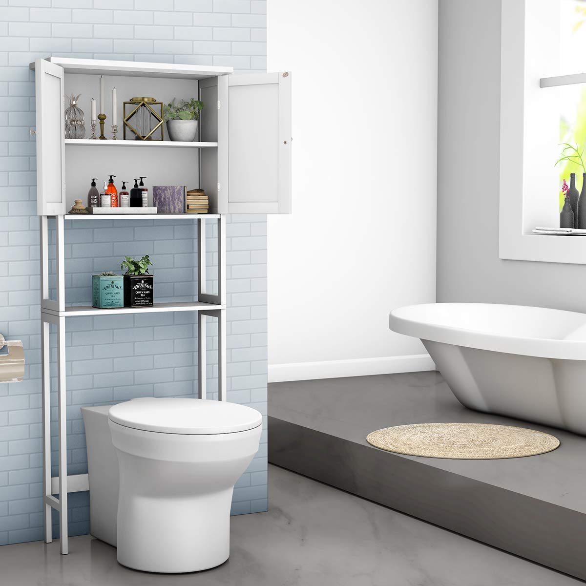 Giantex Toilet Storage Rack W/Double Door