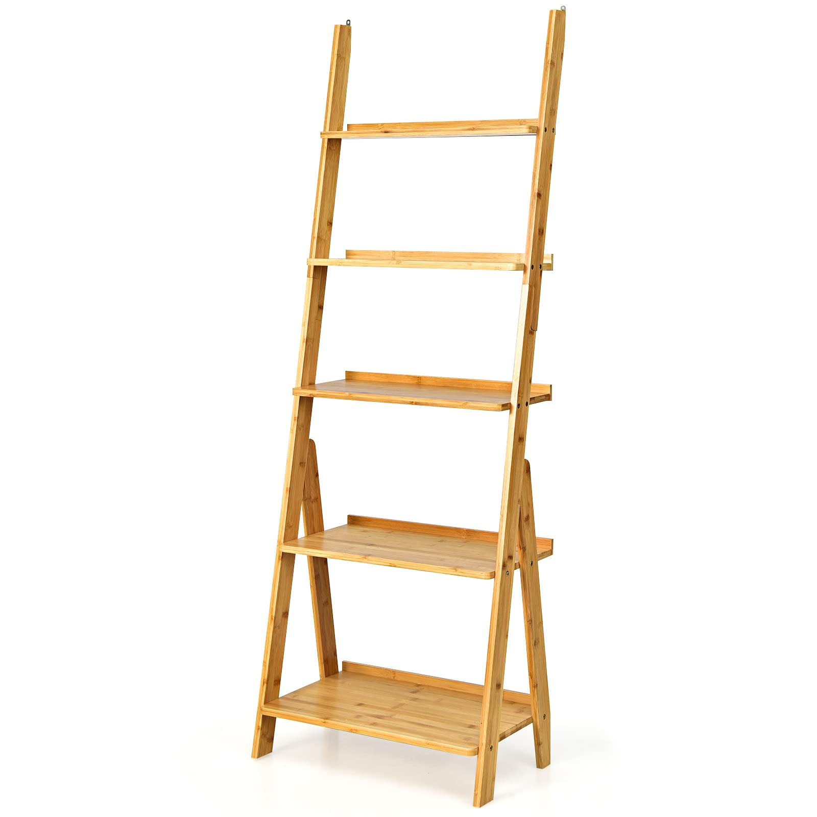 Giantex 5-Tier Ladder Shelf, Multipurpose Freestanding Display Leaning Storage Shelves